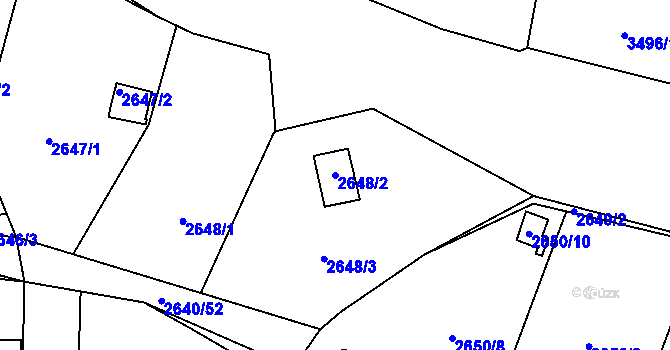 Parcela st. 2648/2 v KÚ Pelhřimov, Katastrální mapa