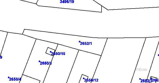 Parcela st. 2652/1 v KÚ Pelhřimov, Katastrální mapa
