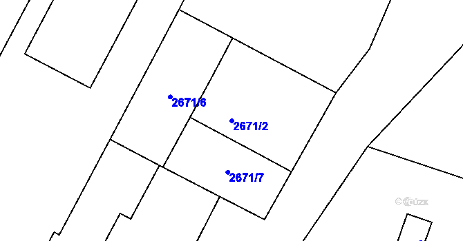 Parcela st. 2671/2 v KÚ Pelhřimov, Katastrální mapa