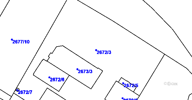 Parcela st. 2672/3 v KÚ Pelhřimov, Katastrální mapa