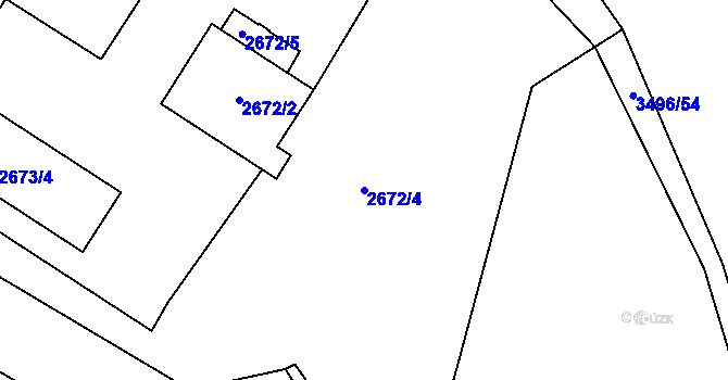 Parcela st. 2672/4 v KÚ Pelhřimov, Katastrální mapa