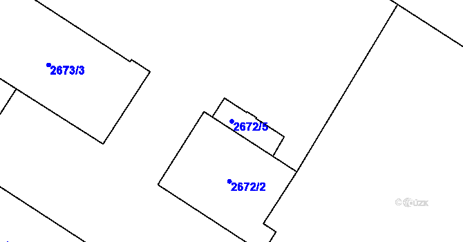 Parcela st. 2672/5 v KÚ Pelhřimov, Katastrální mapa