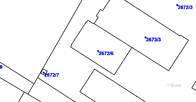 Parcela st. 2672/6 v KÚ Pelhřimov, Katastrální mapa