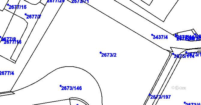 Parcela st. 2673/2 v KÚ Pelhřimov, Katastrální mapa