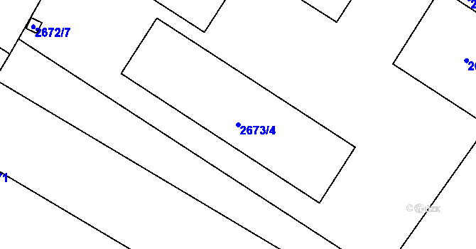 Parcela st. 2673/4 v KÚ Pelhřimov, Katastrální mapa