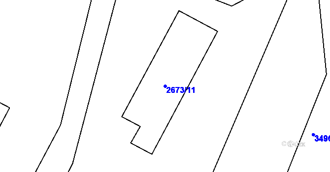 Parcela st. 2673/11 v KÚ Pelhřimov, Katastrální mapa