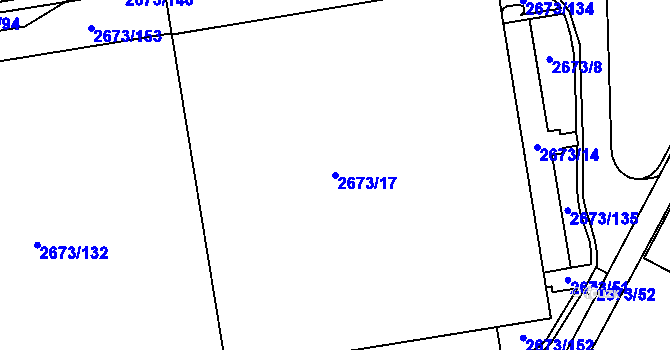 Parcela st. 2673/17 v KÚ Pelhřimov, Katastrální mapa