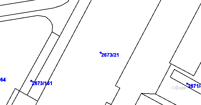 Parcela st. 2673/21 v KÚ Pelhřimov, Katastrální mapa