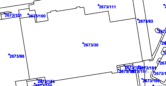 Parcela st. 2673/30 v KÚ Pelhřimov, Katastrální mapa