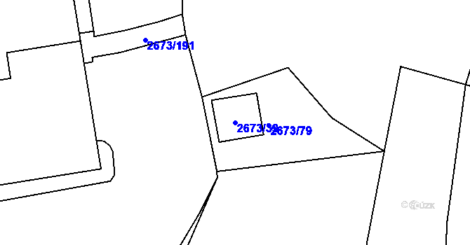 Parcela st. 2673/39 v KÚ Pelhřimov, Katastrální mapa