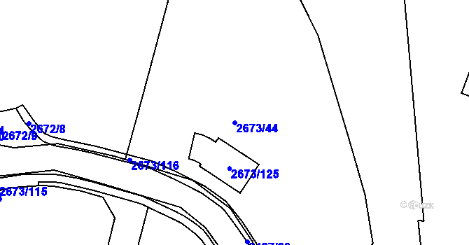 Parcela st. 2673/44 v KÚ Pelhřimov, Katastrální mapa