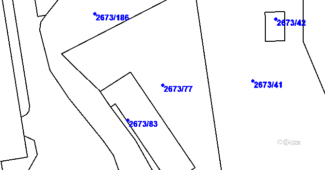 Parcela st. 2673/77 v KÚ Pelhřimov, Katastrální mapa