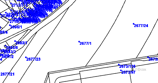 Parcela st. 2677/1 v KÚ Pelhřimov, Katastrální mapa