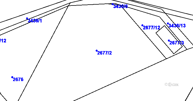 Parcela st. 2677/2 v KÚ Pelhřimov, Katastrální mapa