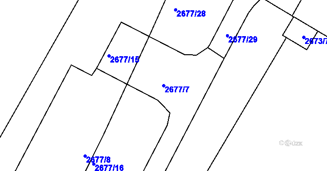 Parcela st. 2677/7 v KÚ Pelhřimov, Katastrální mapa