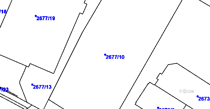 Parcela st. 2677/10 v KÚ Pelhřimov, Katastrální mapa