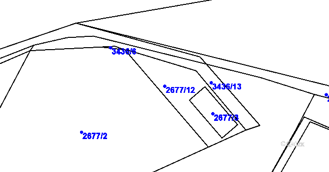 Parcela st. 2677/12 v KÚ Pelhřimov, Katastrální mapa