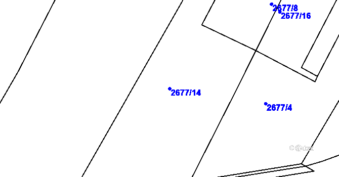 Parcela st. 2677/14 v KÚ Pelhřimov, Katastrální mapa