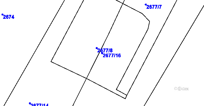 Parcela st. 2677/16 v KÚ Pelhřimov, Katastrální mapa