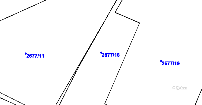 Parcela st. 2677/18 v KÚ Pelhřimov, Katastrální mapa