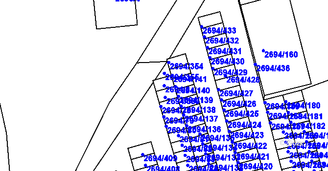 Parcela st. 2694/8 v KÚ Pelhřimov, Katastrální mapa