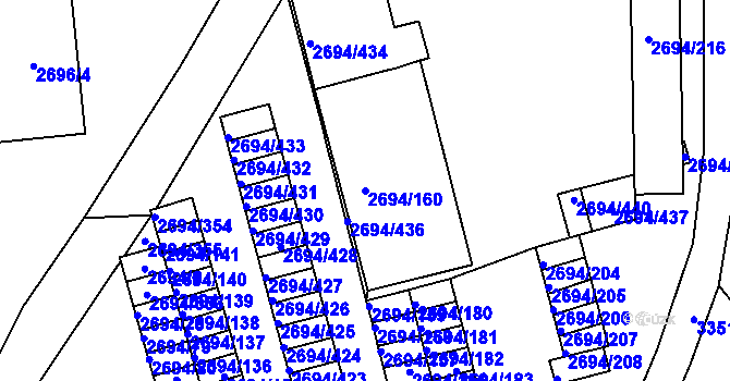 Parcela st. 2694/160 v KÚ Pelhřimov, Katastrální mapa