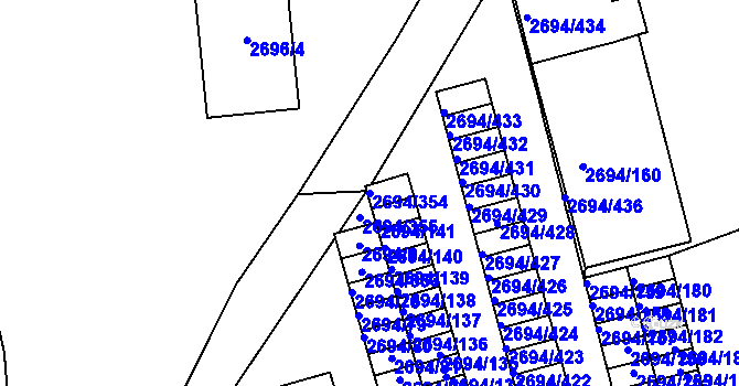 Parcela st. 2694/354 v KÚ Pelhřimov, Katastrální mapa