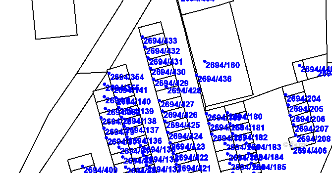 Parcela st. 2694/428 v KÚ Pelhřimov, Katastrální mapa