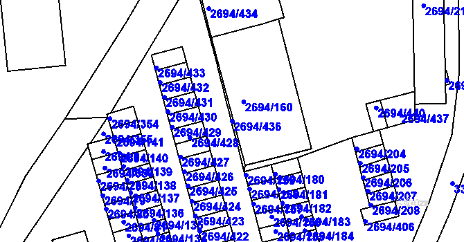 Parcela st. 2694/436 v KÚ Pelhřimov, Katastrální mapa