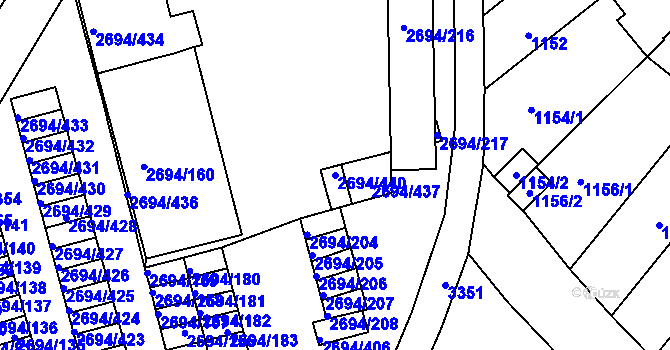Parcela st. 2694/440 v KÚ Pelhřimov, Katastrální mapa