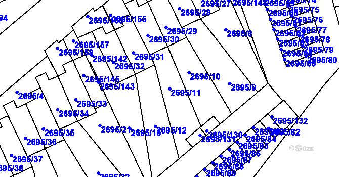 Parcela st. 2695/11 v KÚ Pelhřimov, Katastrální mapa
