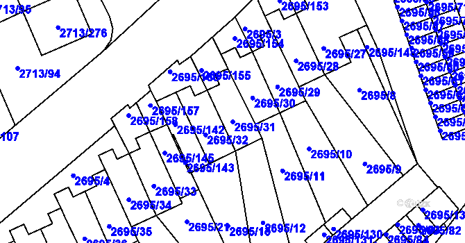 Parcela st. 2695/31 v KÚ Pelhřimov, Katastrální mapa