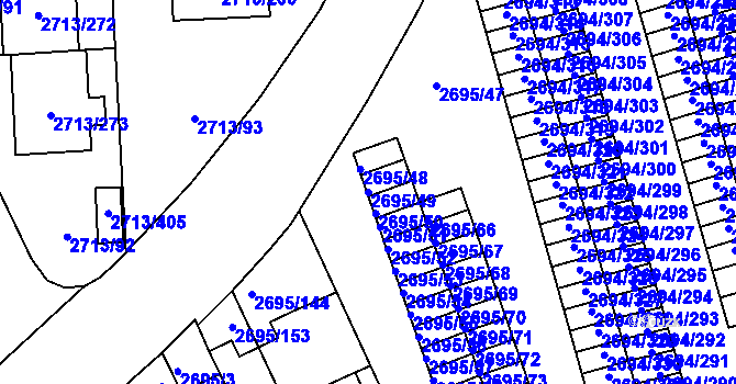 Parcela st. 2695/49 v KÚ Pelhřimov, Katastrální mapa