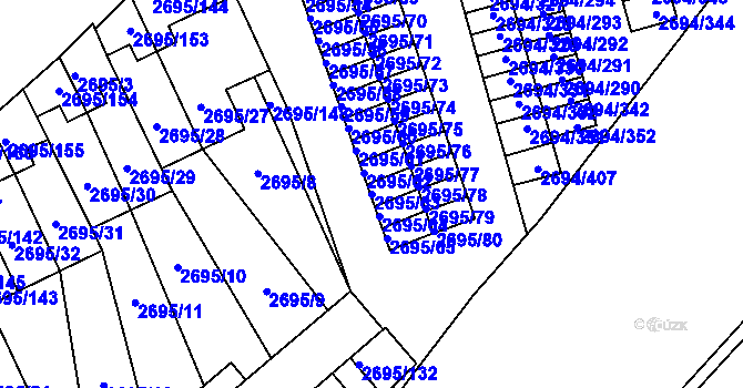 Parcela st. 2695/63 v KÚ Pelhřimov, Katastrální mapa