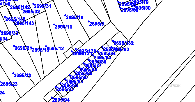 Parcela st. 2695/84 v KÚ Pelhřimov, Katastrální mapa