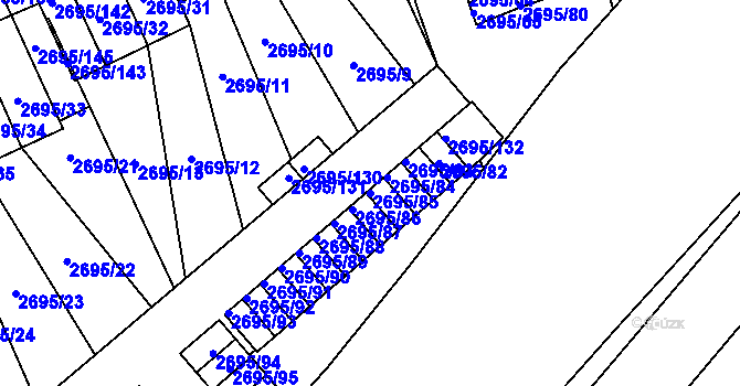 Parcela st. 2695/85 v KÚ Pelhřimov, Katastrální mapa