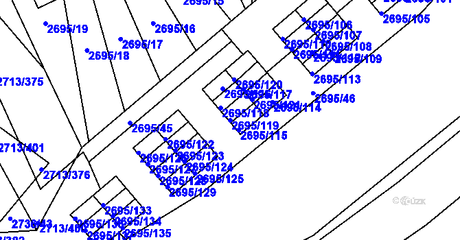 Parcela st. 2695/119 v KÚ Pelhřimov, Katastrální mapa