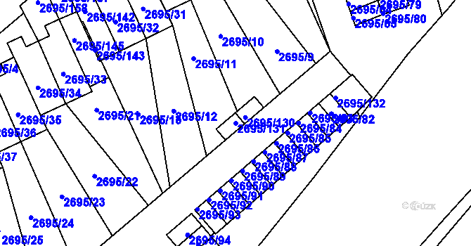 Parcela st. 2695/131 v KÚ Pelhřimov, Katastrální mapa