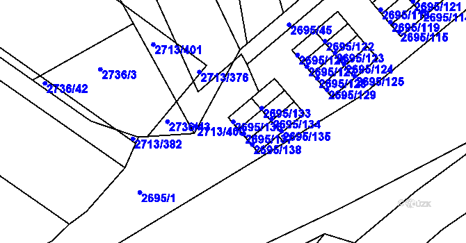 Parcela st. 2695/136 v KÚ Pelhřimov, Katastrální mapa