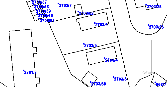 Parcela st. 2703/5 v KÚ Pelhřimov, Katastrální mapa