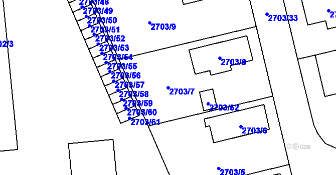 Parcela st. 2703/7 v KÚ Pelhřimov, Katastrální mapa