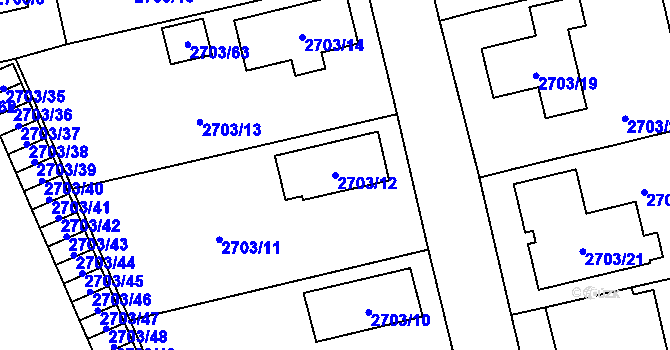 Parcela st. 2703/12 v KÚ Pelhřimov, Katastrální mapa