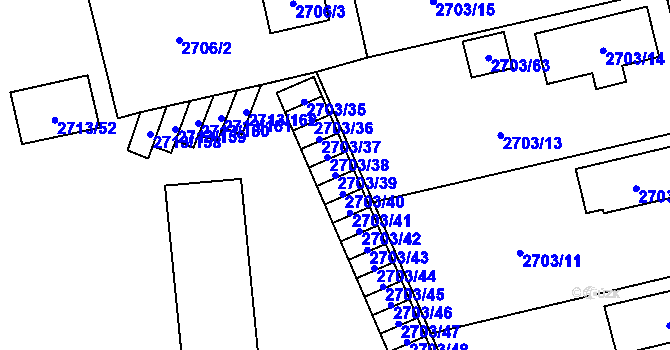 Parcela st. 2703/39 v KÚ Pelhřimov, Katastrální mapa