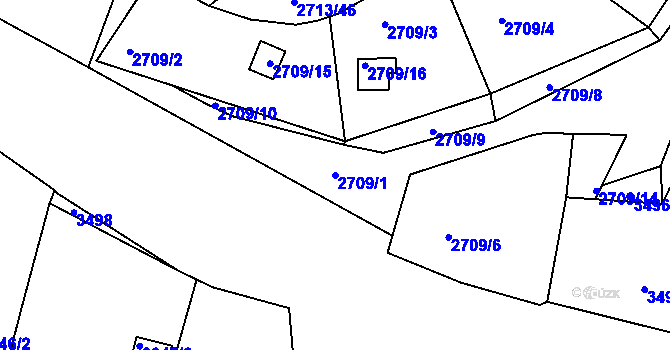 Parcela st. 2709/1 v KÚ Pelhřimov, Katastrální mapa