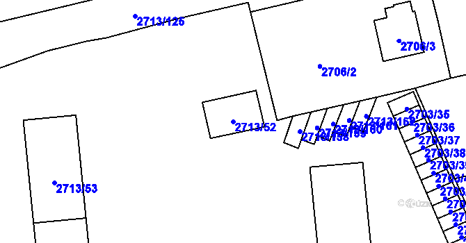 Parcela st. 2713/52 v KÚ Pelhřimov, Katastrální mapa