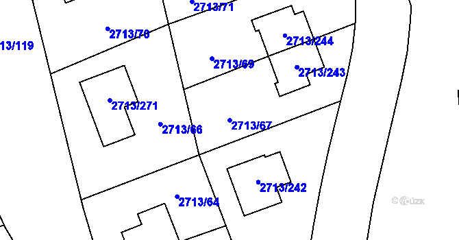 Parcela st. 2713/67 v KÚ Pelhřimov, Katastrální mapa