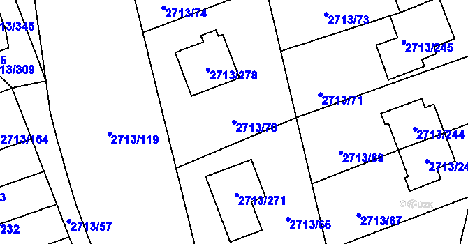 Parcela st. 2713/70 v KÚ Pelhřimov, Katastrální mapa