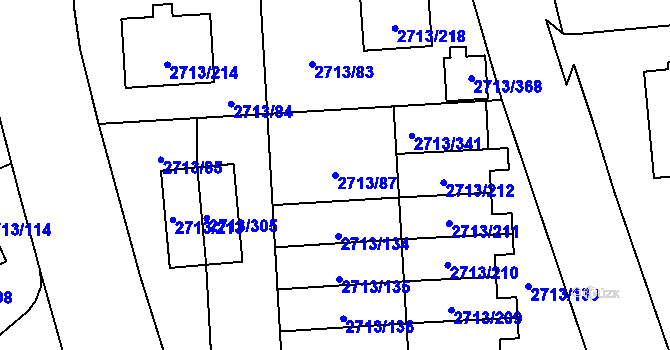 Parcela st. 2713/87 v KÚ Pelhřimov, Katastrální mapa