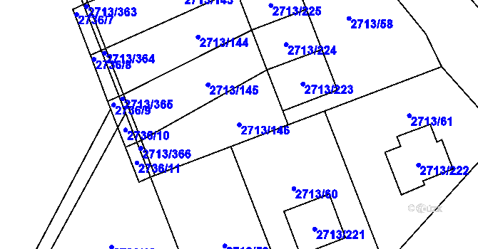 Parcela st. 2713/146 v KÚ Pelhřimov, Katastrální mapa