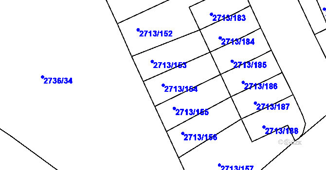 Parcela st. 2713/154 v KÚ Pelhřimov, Katastrální mapa